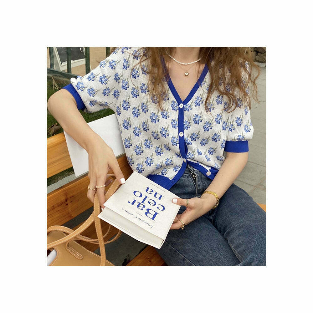 Y2K-Inspired Secret Garden Button-Up Top for Effortless Summer Aesthetic Outfits