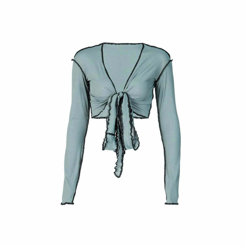 Y2K Inspired Tie Front Crop Top - Trendy Summer Outfit for Effortless Style