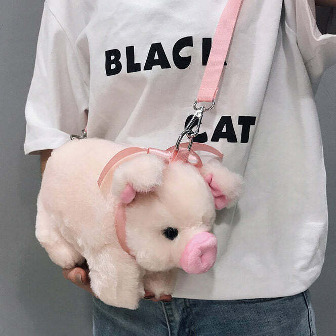 Y2K Mini Pig Shoulder Bag - Cute and Quirky Accessory for 2000s Fashion Lovers