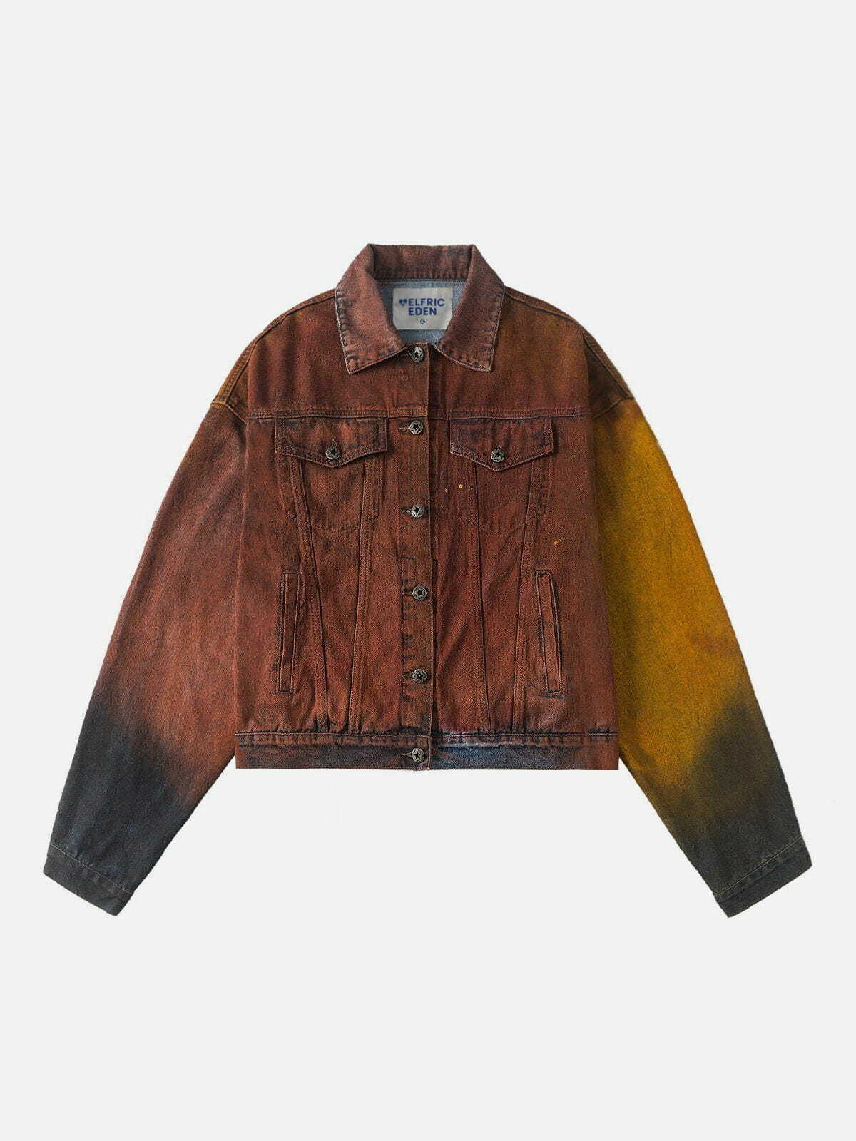Y2K Multi-Color Gradient Denim Jacket - Retro 90s Grunge Style for Summer Outfits