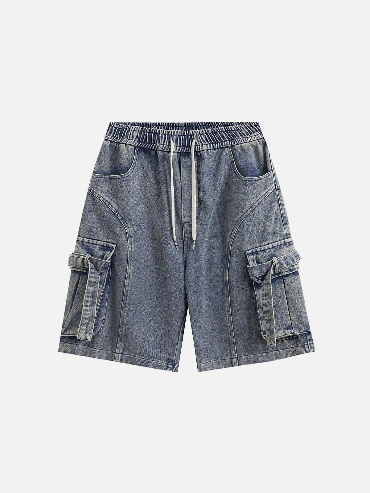Y2K Multi Pocket Drawstring Jorts: Trendy Summer Outfit for Retro Vibes & Grunge Style