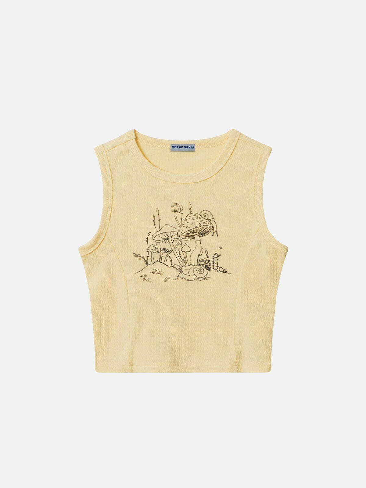 Y2K Mushroom Knit Tank Top - Trendy Summer Outfit for Retro Style Lovers