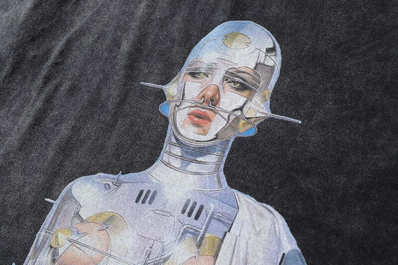 Y2K Oversized Cotton T-Shirt - Vintage Grunge Aesthetic Tee for Effortless Summer Style