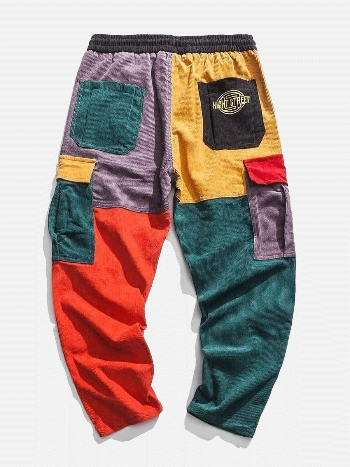 Y2K Patchwork Color Block Corduroy Pants - Retro 90s Grunge Style for Trendy Outfits