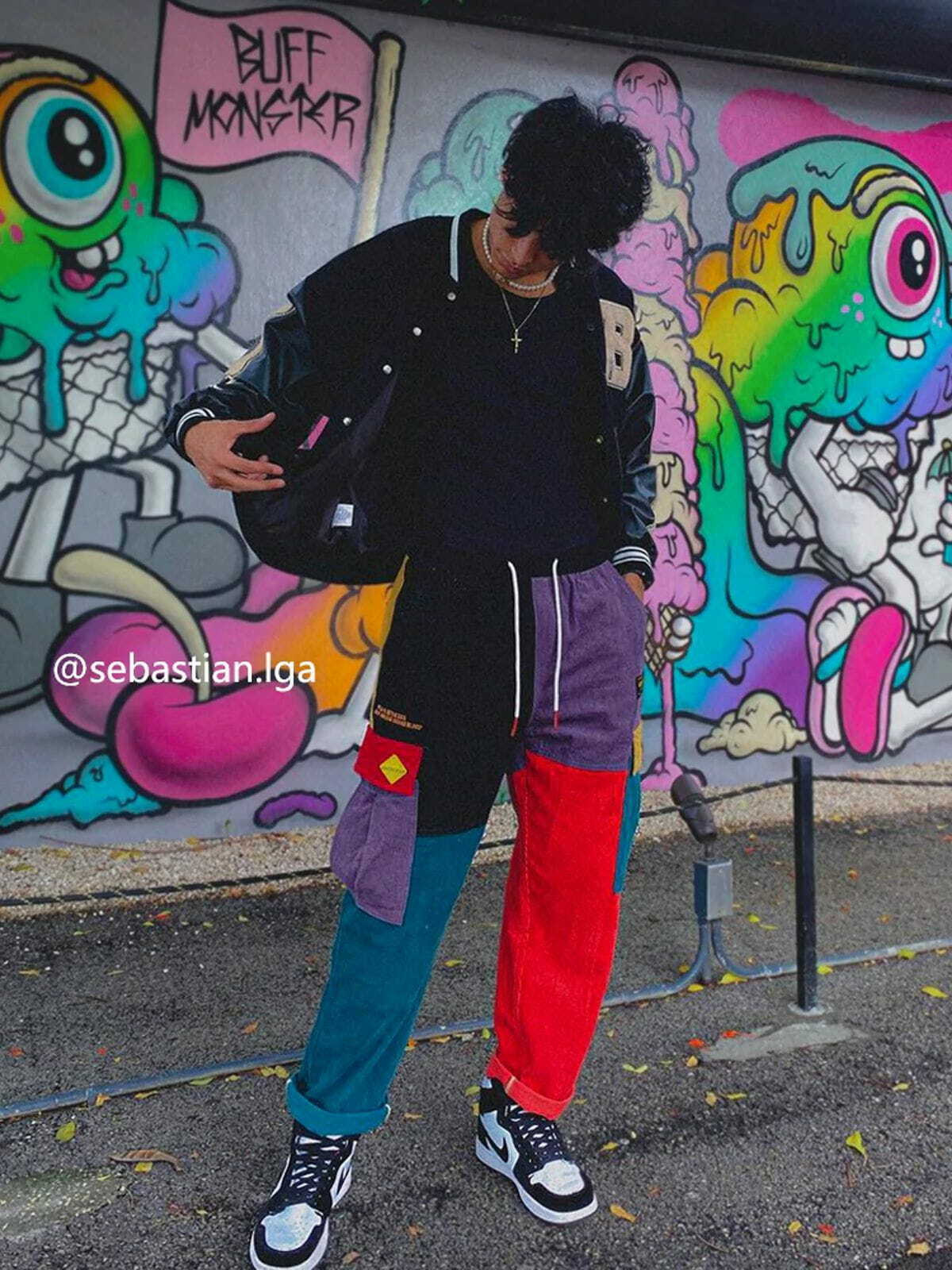 Y2K Patchwork Color Block Corduroy Pants - Retro 90s Grunge Style for Trendy Outfits