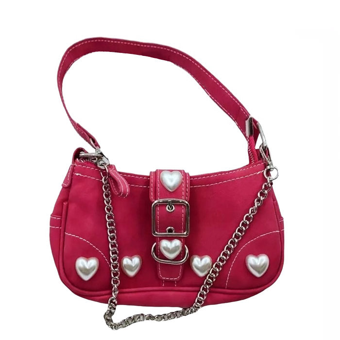 Y2K Pearl Heart Bag: Trendy Accessory for Coquette Aesthetic & 2000s Fashion Lovers