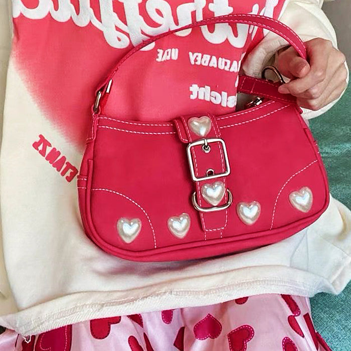 Y2K Pearl Heart Bag: Trendy Accessory for Coquette Aesthetic & 2000s Fashion Lovers