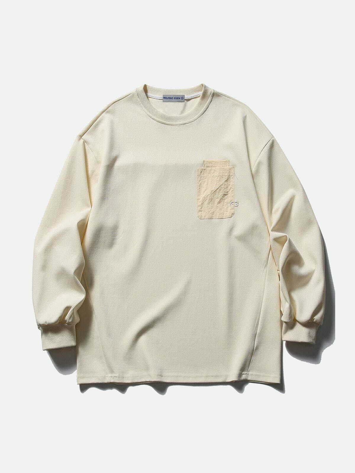 Y2K Pocket Patchwork Sweatshirt - Trendy Grunge Style for Summer Y2K Outfits Women
