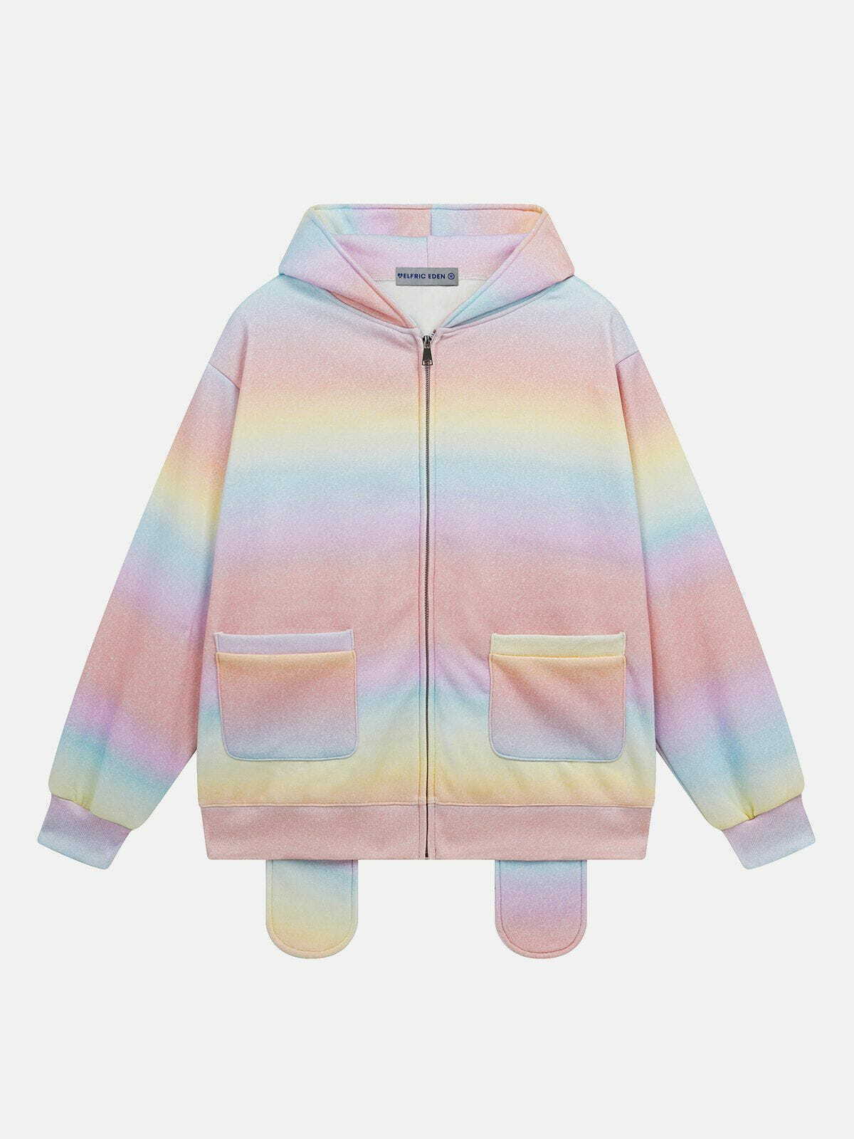 Y2K Rainbow Gradient Hoodie - Retro Summer Vibes for Trendy Y2K Outfits