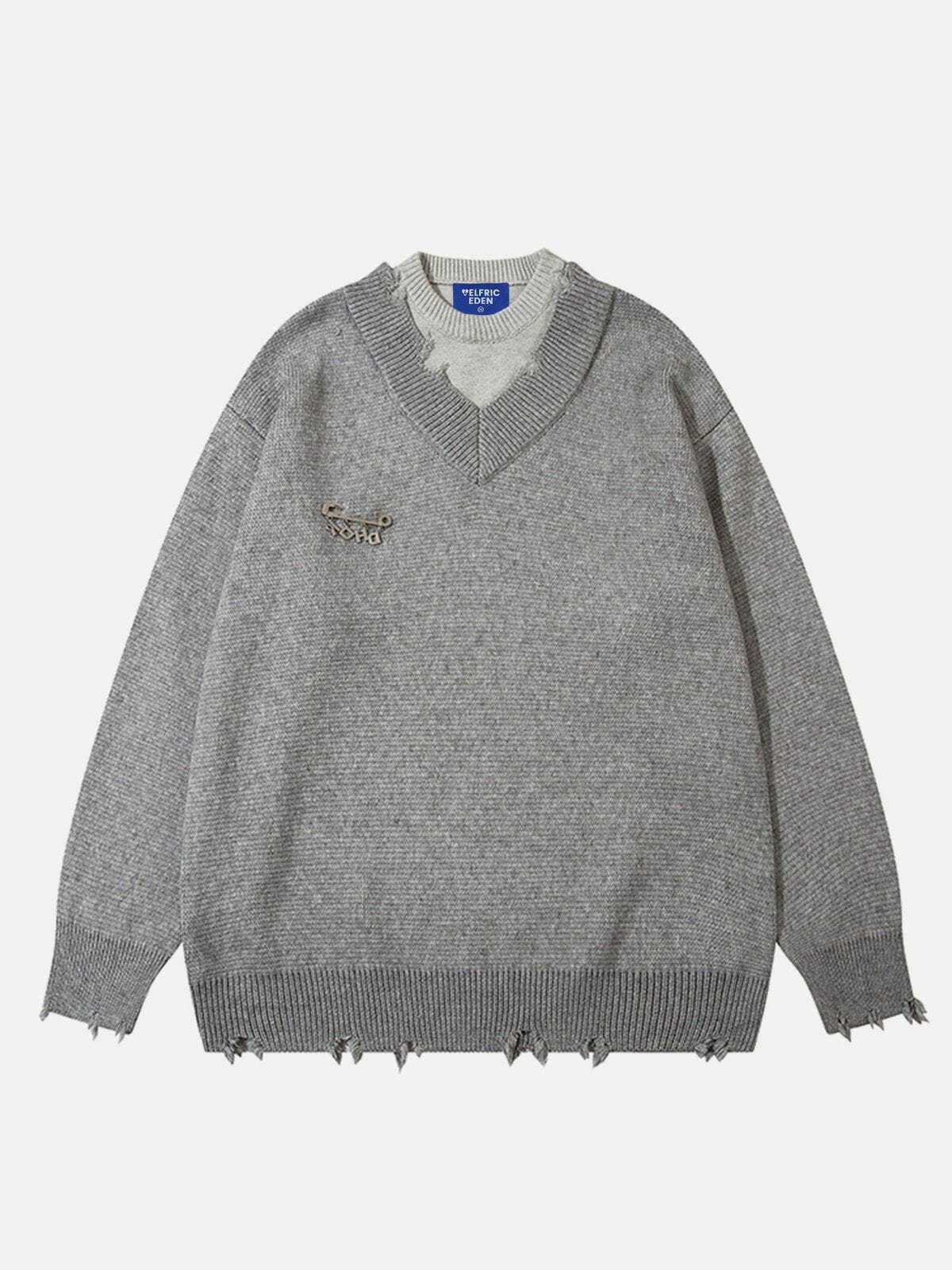 Y2K Retro Preppy Faux Two-Piece Sweater Set for Trendy Summer Outfits