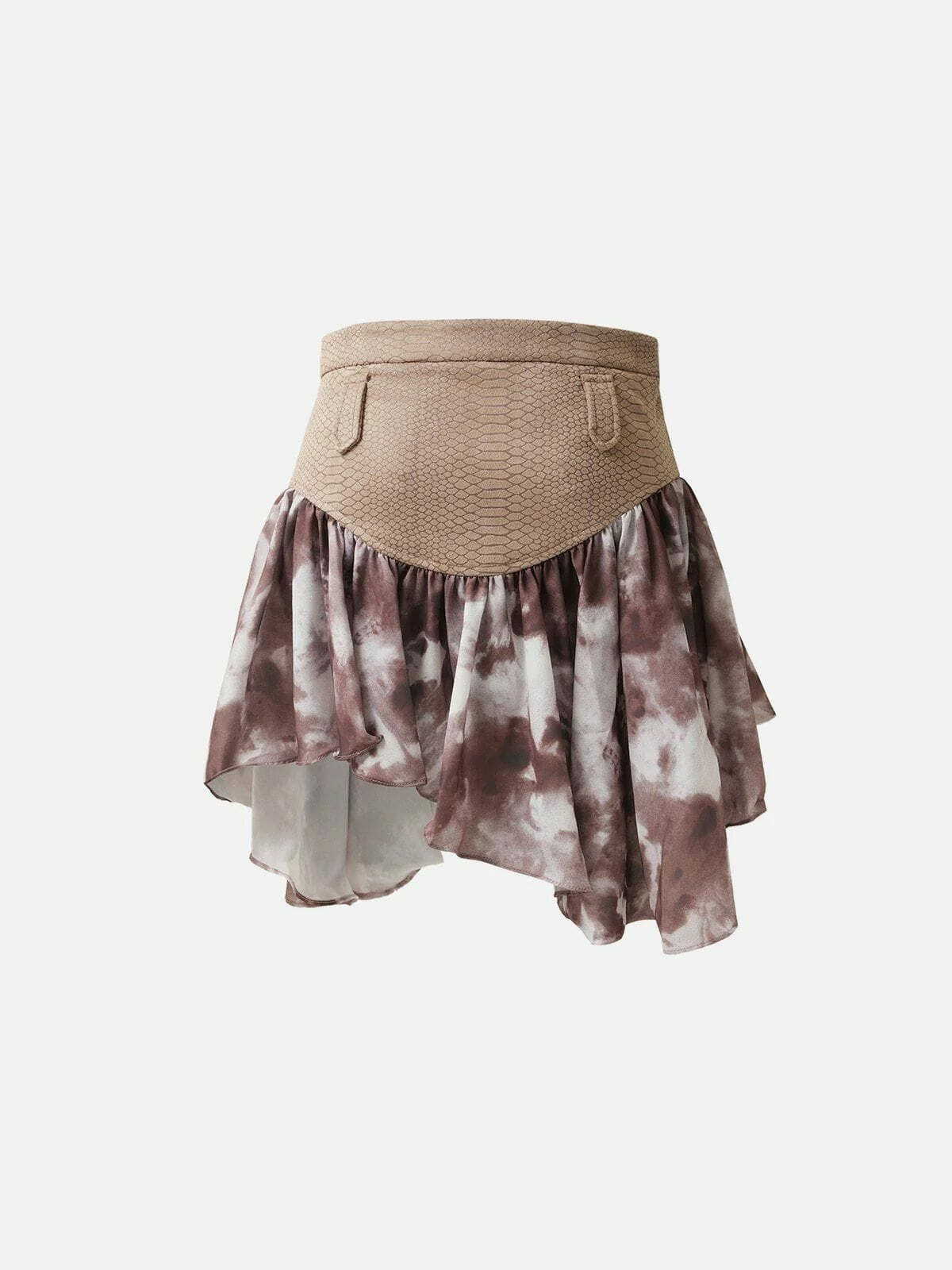 Y2K Snake Pattern Patchwork Skirt - Trendy Retro Style for Summer Y2K Outfits