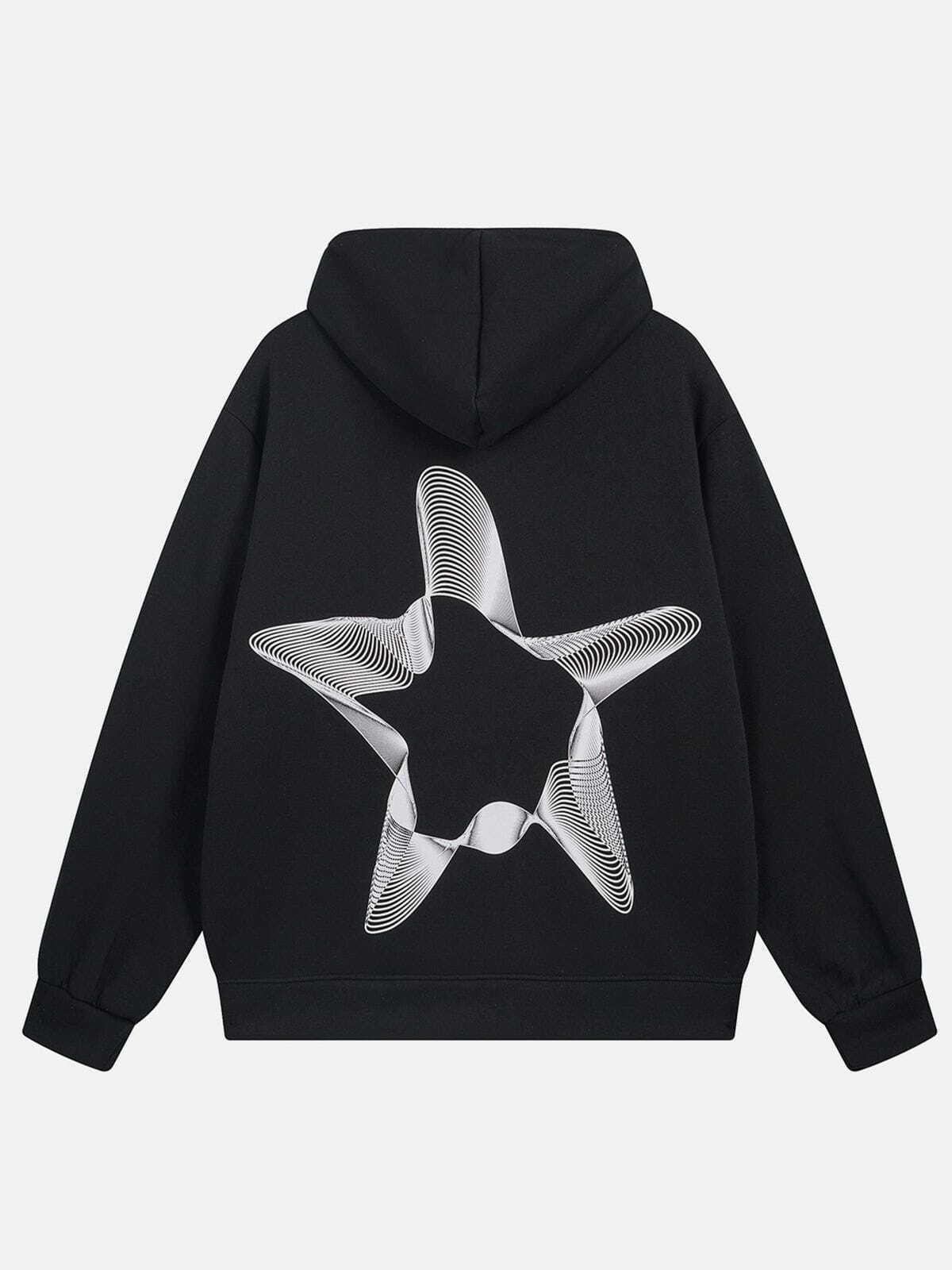 Y2K Star Print ZIP UP Hoodie - Retro 90s Grunge Style for Summer Outfits and Parties