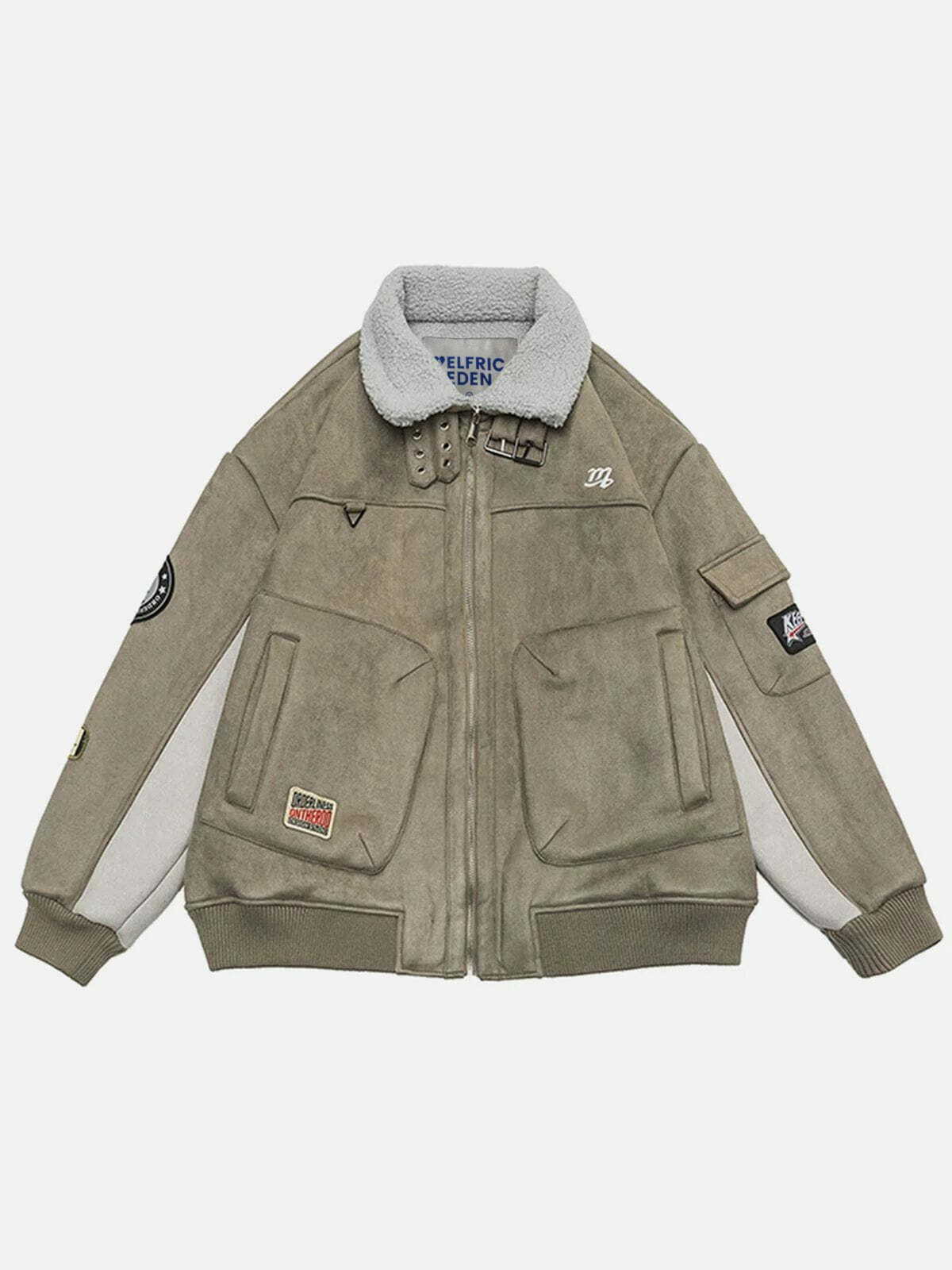 Y2K Suede Vintage Coat - Retro 90s Grunge Style Outerwear for Trendy Summer Outfits