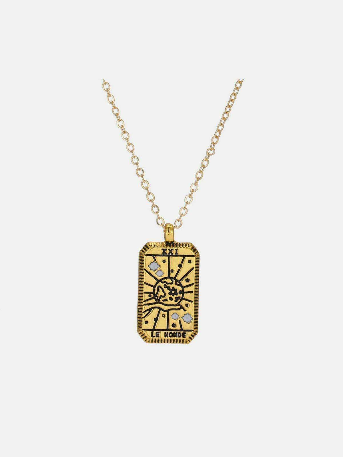 Y2K Vintage Colorful Oil Drip Tarot Necklace - Retro Grunge Accessory for Unique Style