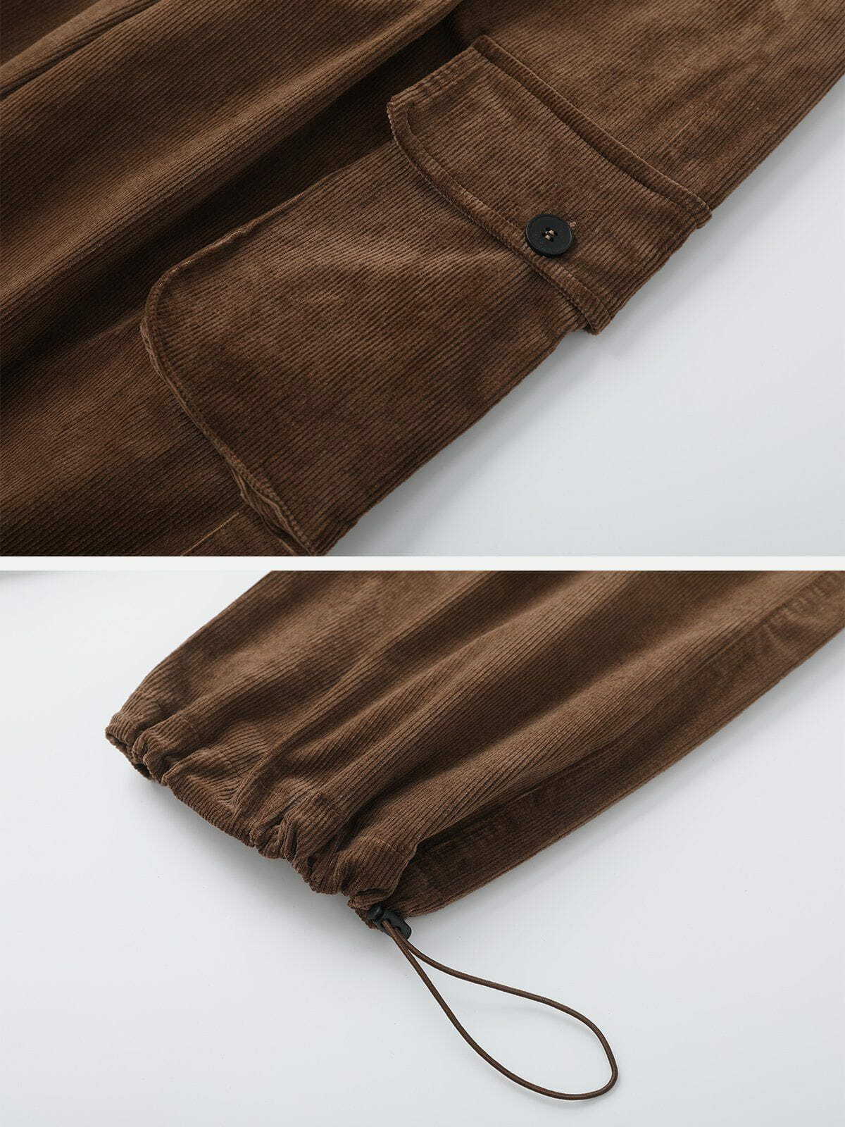 Y2K Vintage Multi Pocket Corduroy Cargo Pants for Retro 90s Grunge Summer Outfits