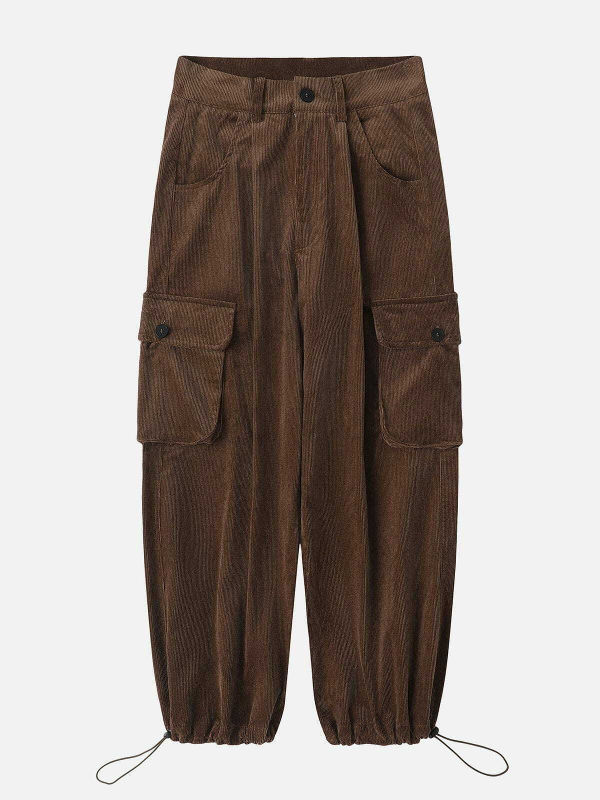 Y2K Vintage Multi Pocket Corduroy Cargo Pants for Retro 90s Grunge Summer Outfits