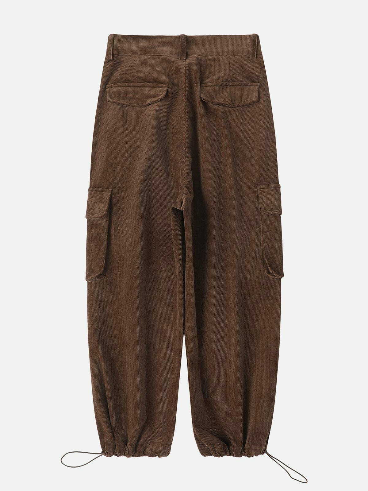 Y2K Vintage Multi Pocket Corduroy Cargo Pants for Retro 90s Grunge Summer Outfits