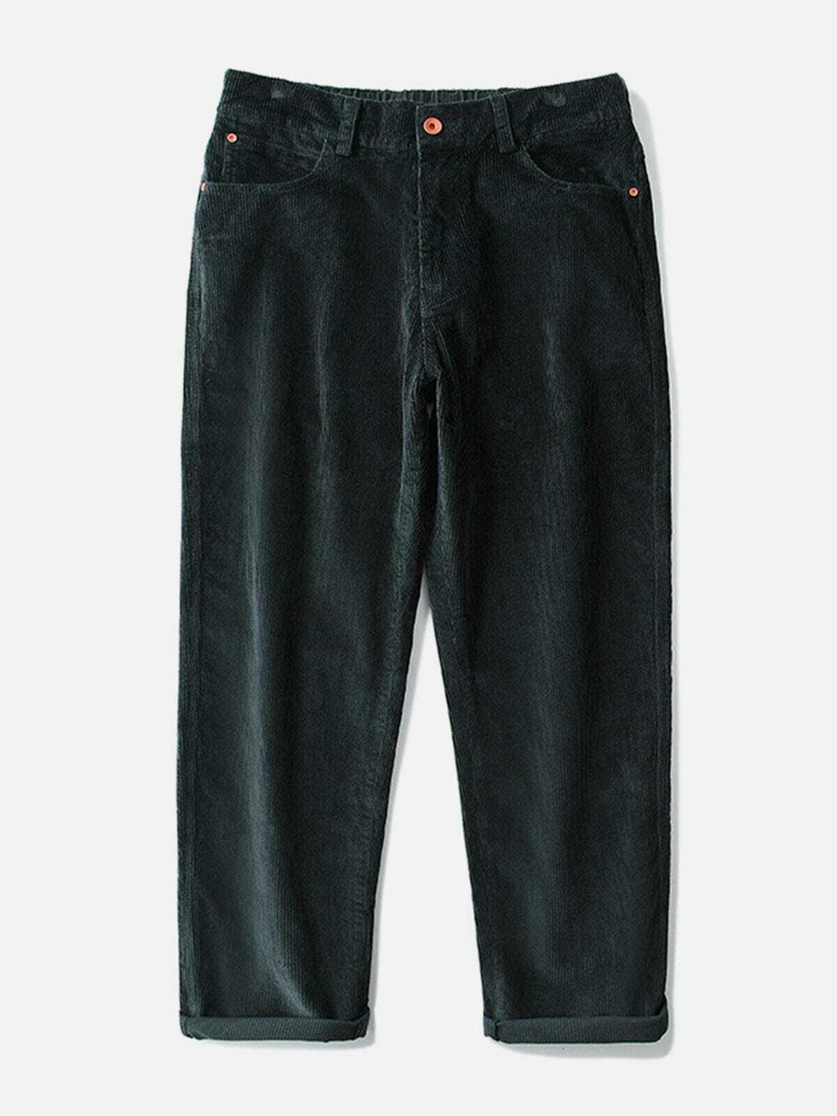Y2K Vintage Solid Corduroy Pants - Retro 90s Grunge Style for Trendy Summer Outfits