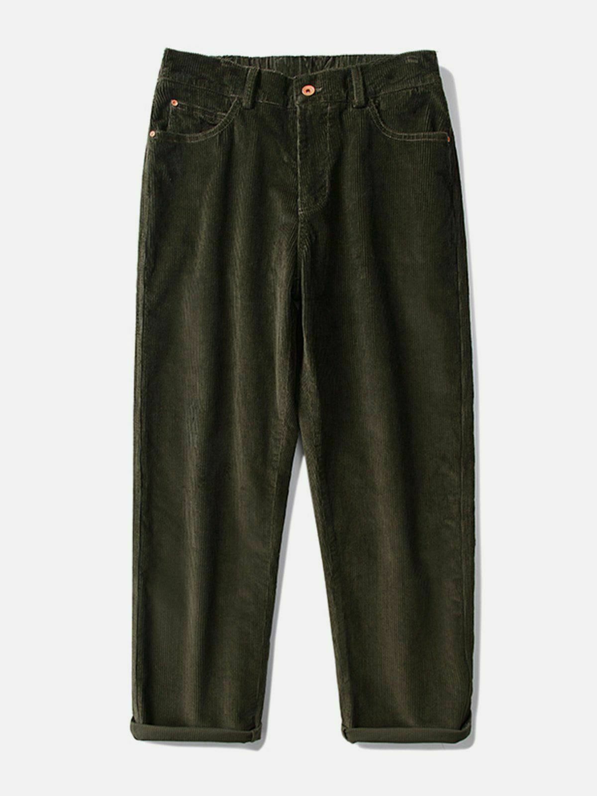 Y2K Vintage Solid Corduroy Pants - Retro 90s Grunge Style for Trendy Summer Outfits