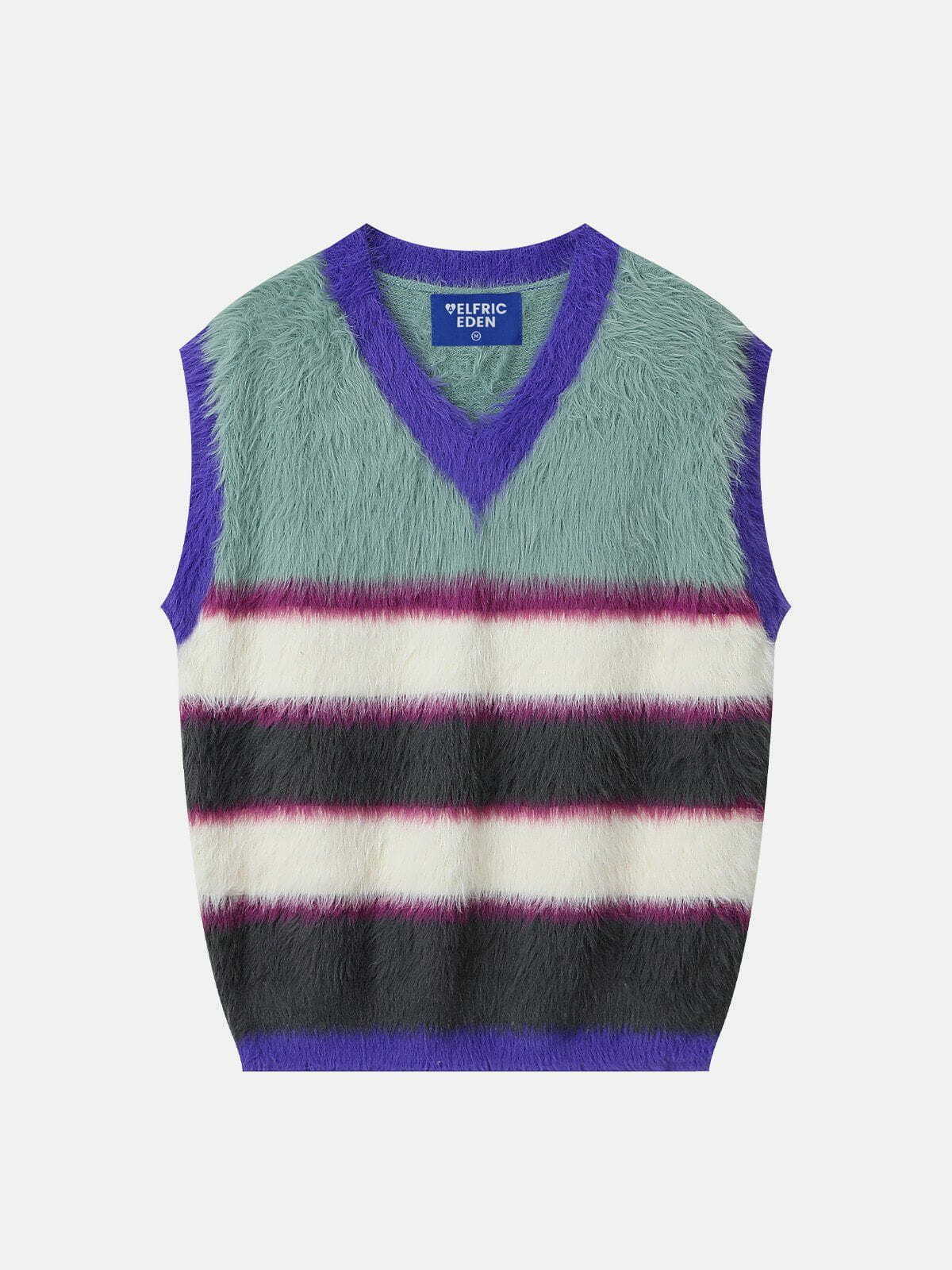 Y2K Vintage Striped Sweater Vest - Retro 90s Fashion Essential for Summer Outfits
