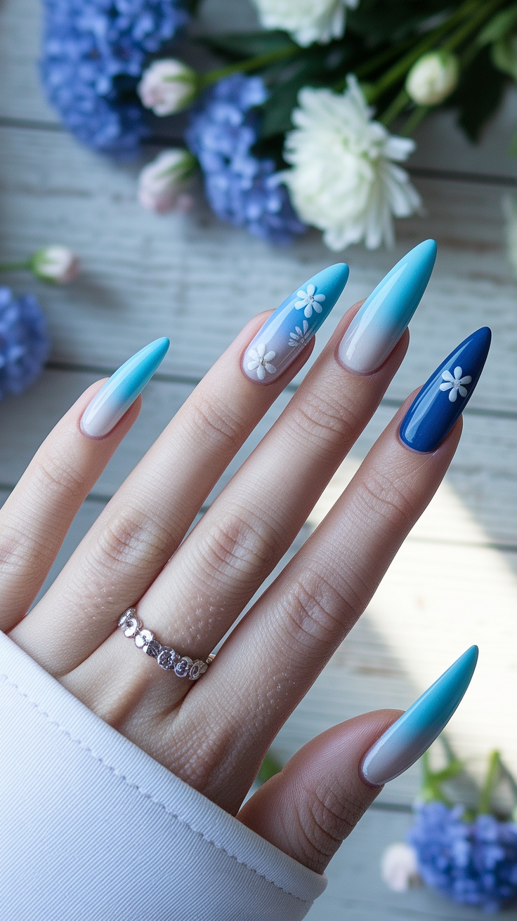 blue spring nail ideas outfit idea