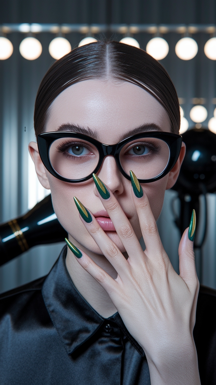 cat eye nail art outfit idea
