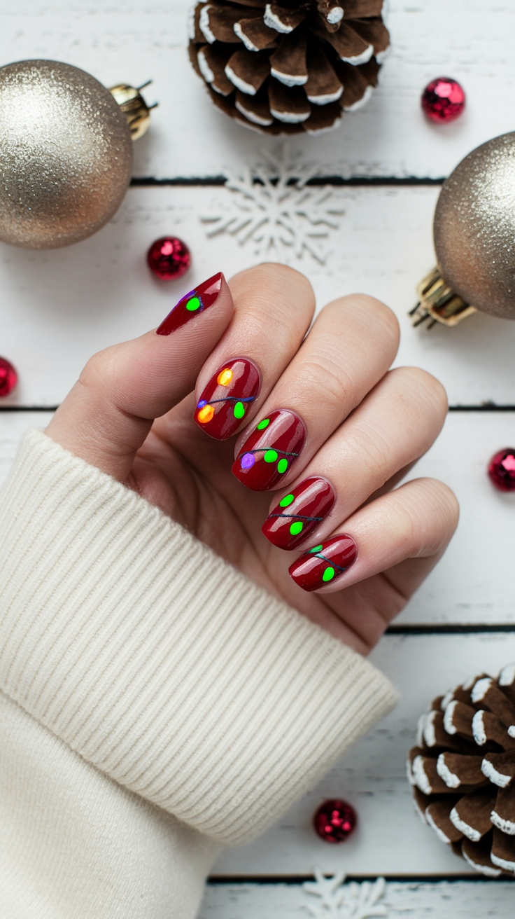 christmas light nail art outfit idea