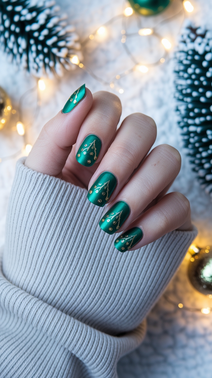 christmas tree nail art outfit idea