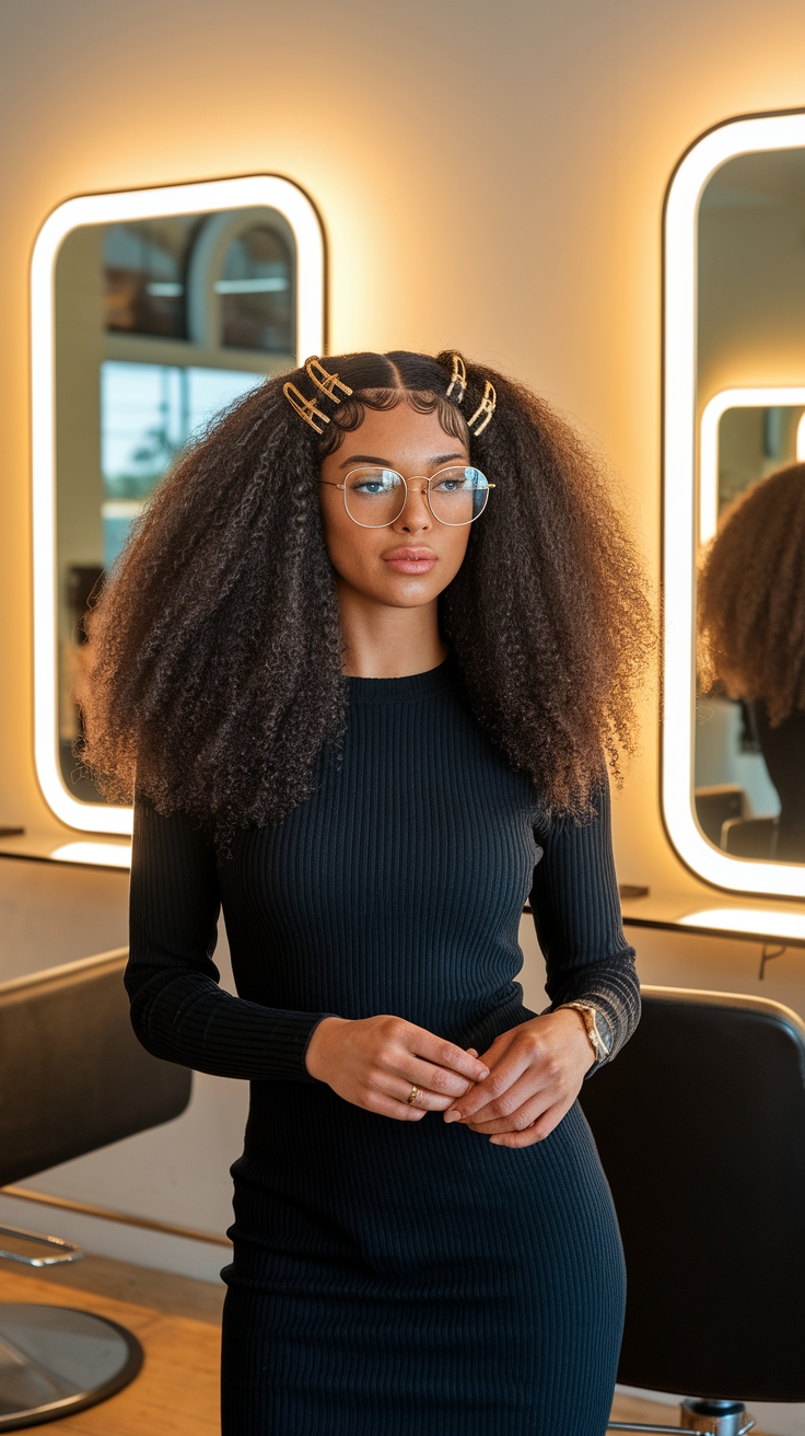 curly hair hair styles outfit idea