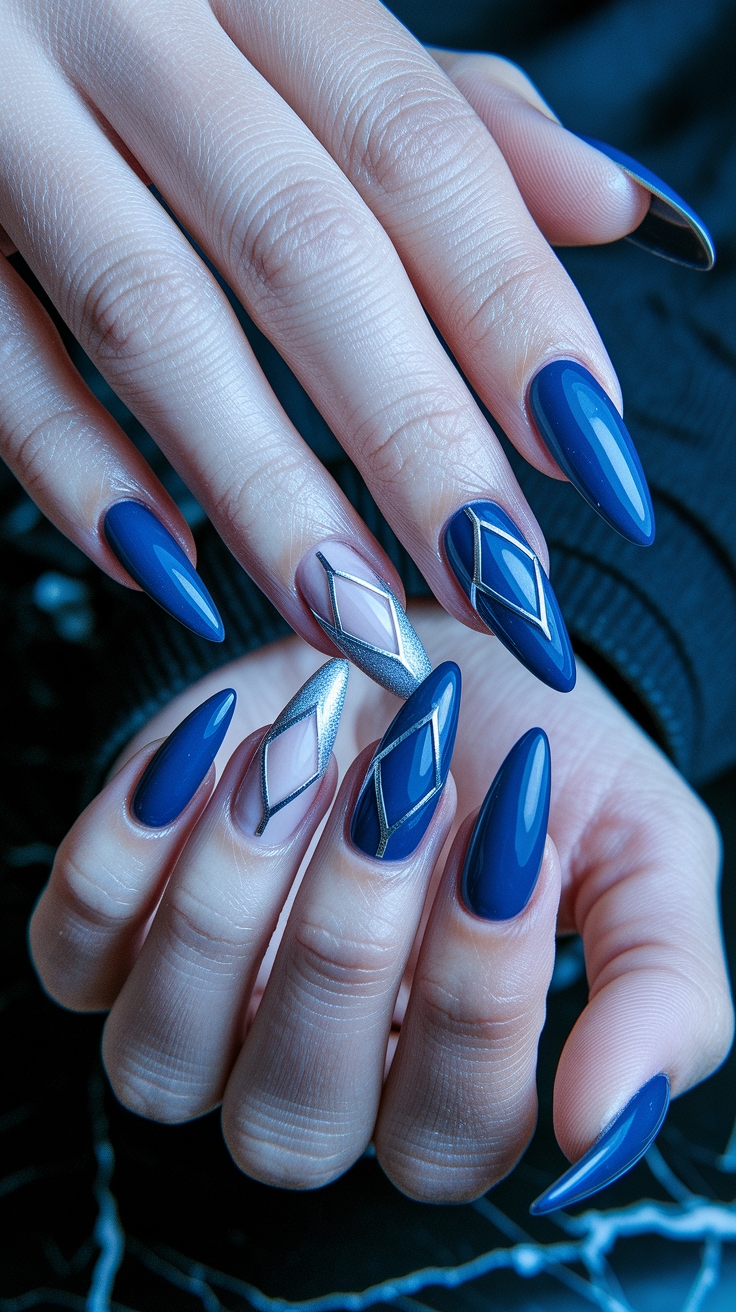 dark blue nail ideas outfit idea