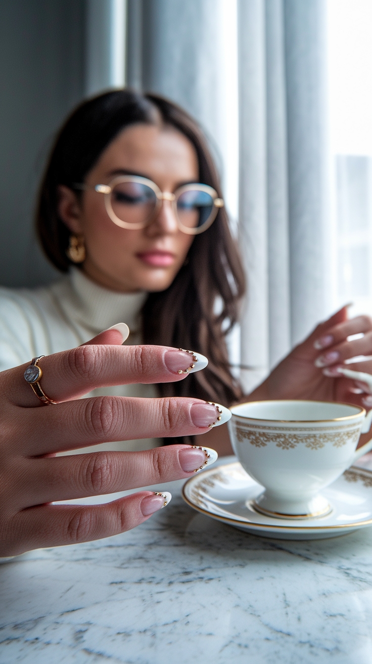 french tip nail art outfit idea