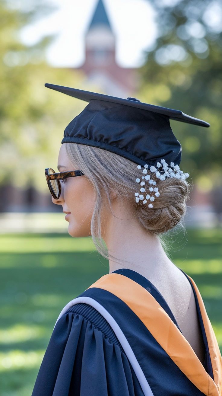 graduation hairstyles with cap outfit idea