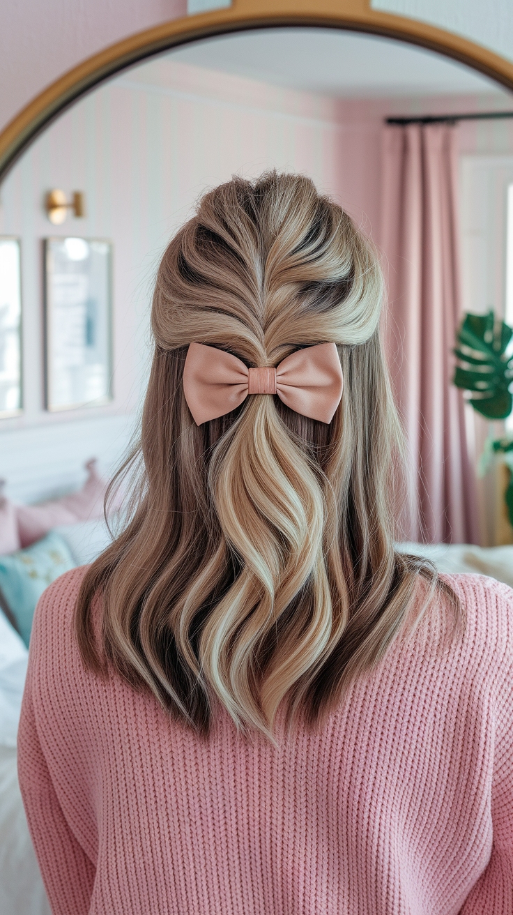 half up half down hair short hair outfit idea