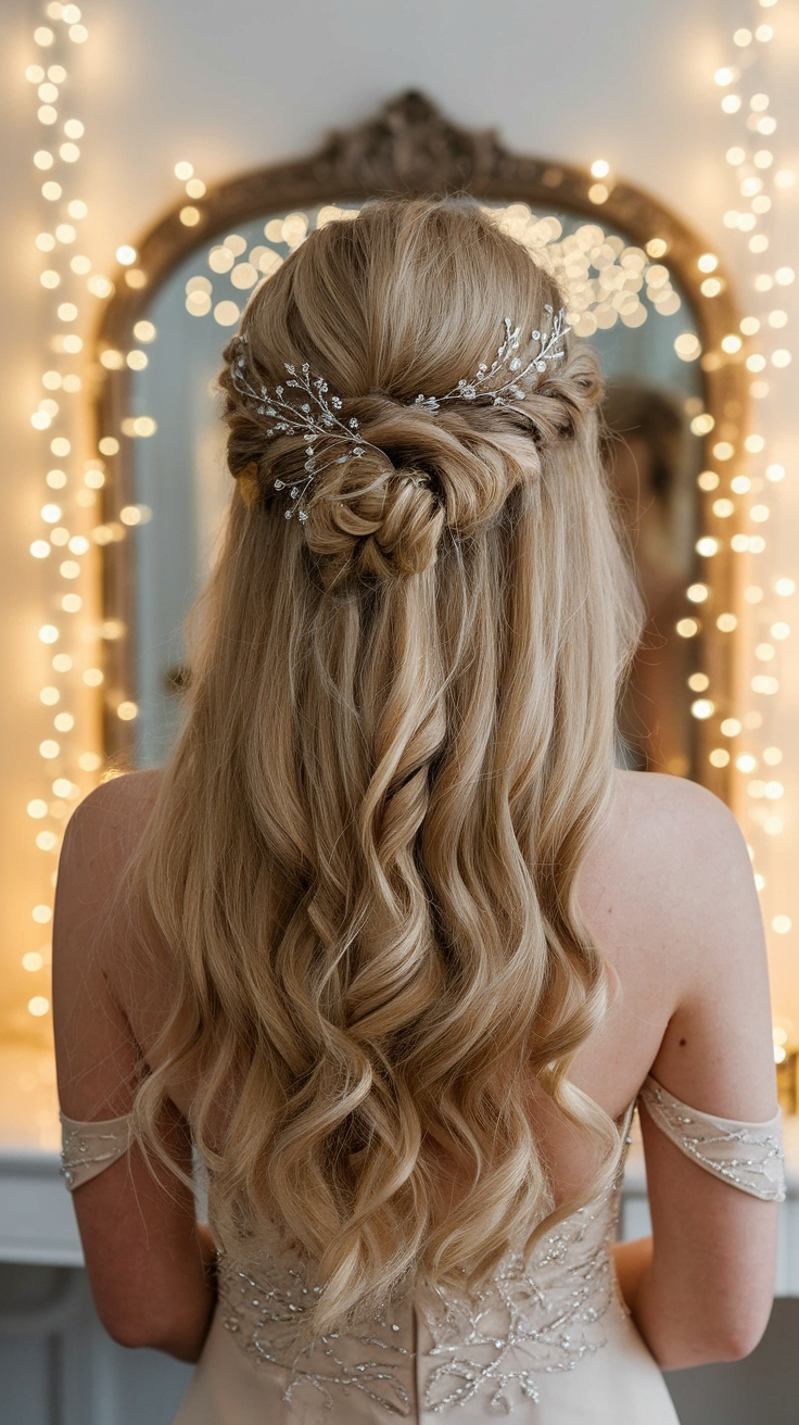 half up half down prom hair outfit idea