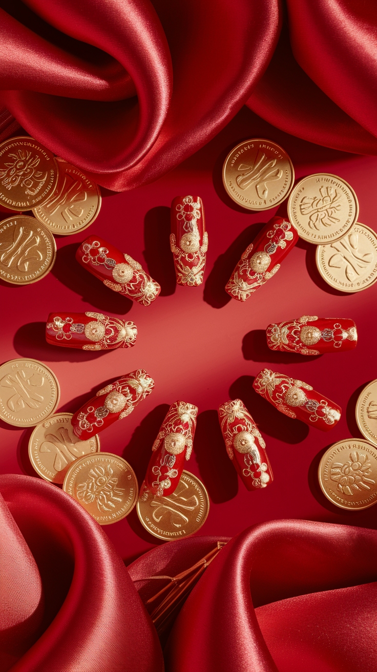 nail art chinese new year outfit idea