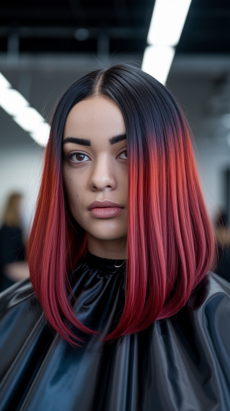 red hair on black hair outfit idea