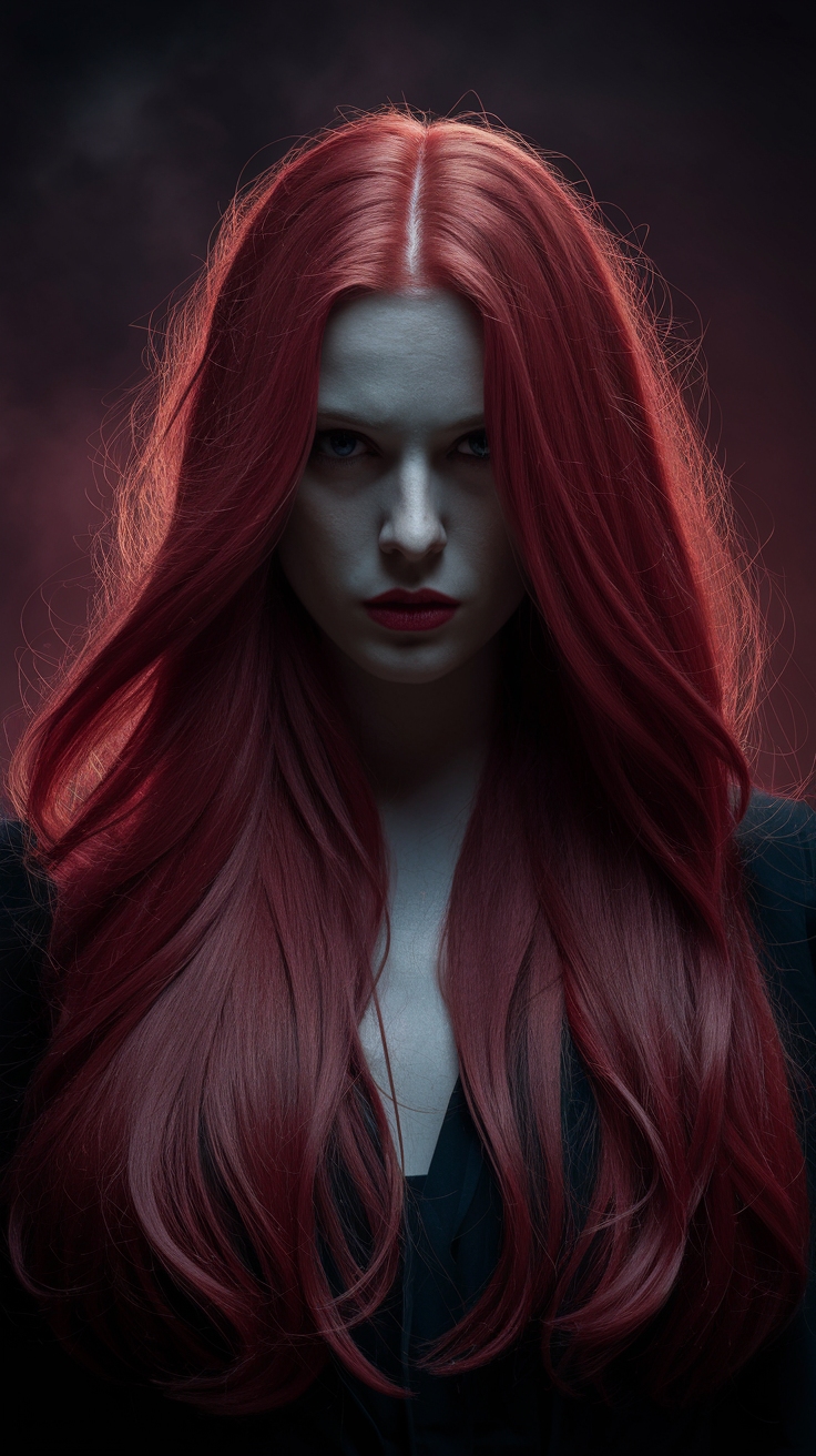 Cherry Red Dark Hair: A Trendy Color to Try This Season outfit idea