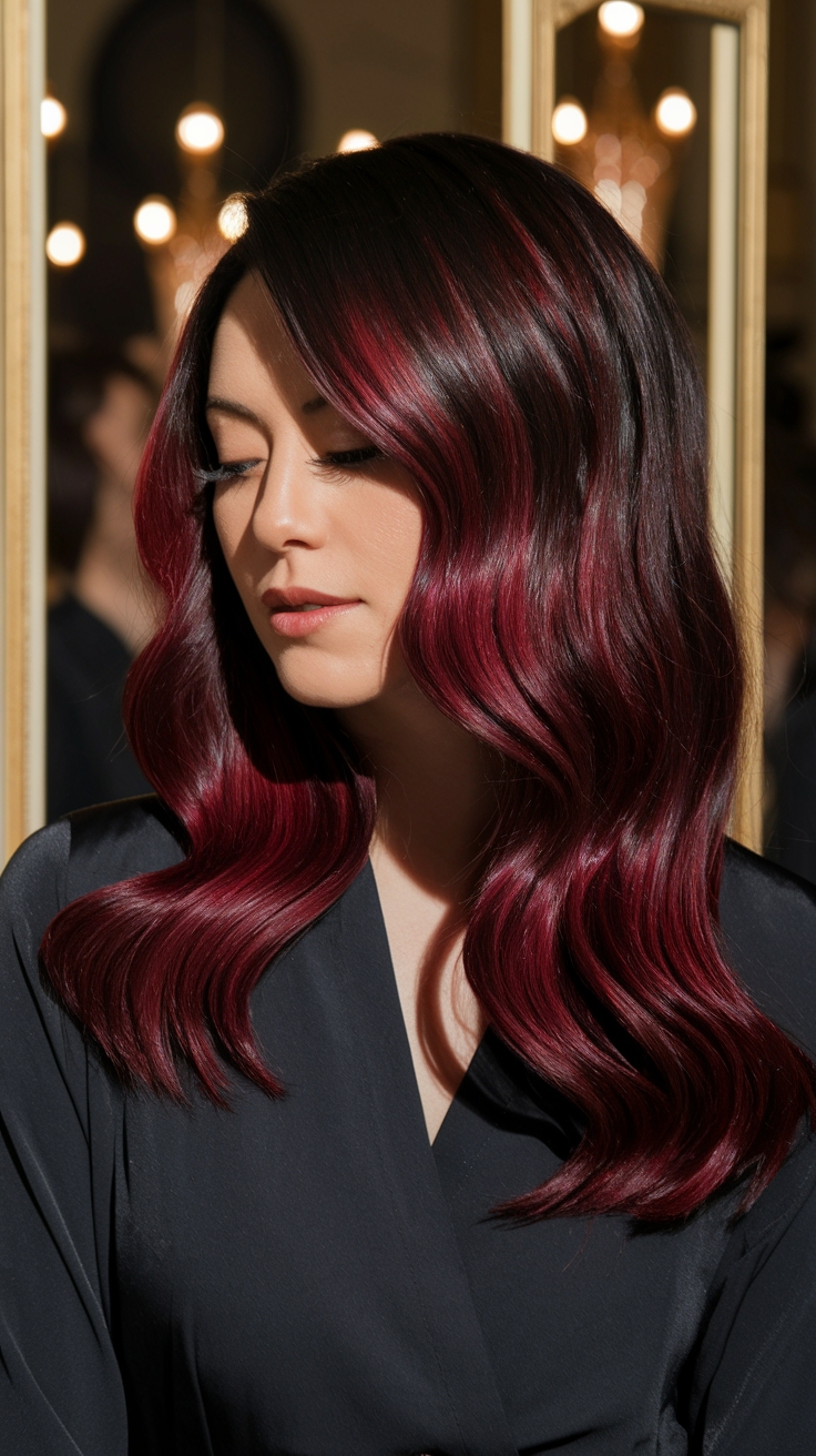 Stylish Dark Cherry Red Highlights for Every Hair Type outfit idea