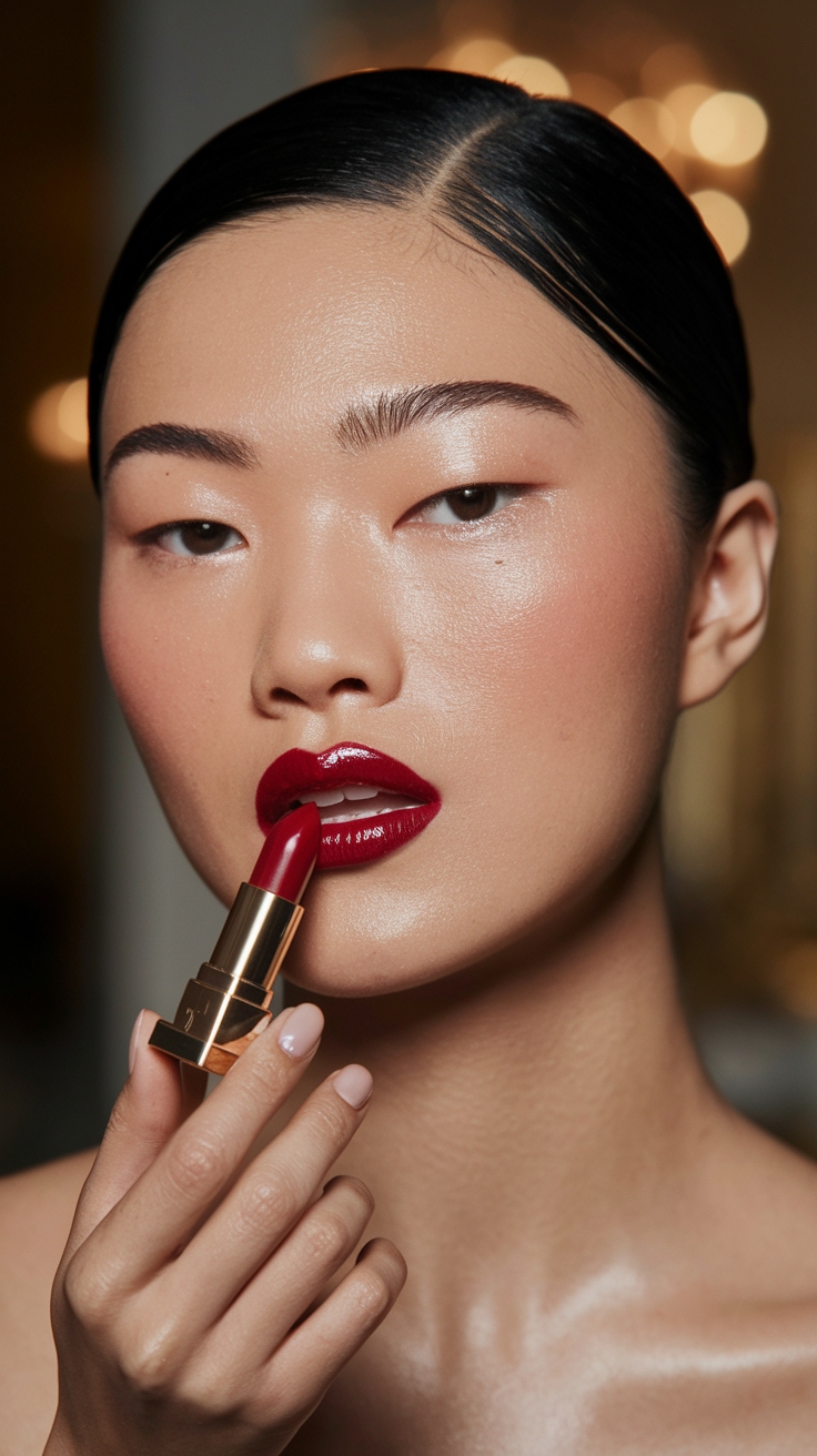 Dark Cherry Red Lipstick for a Bold Look outfit idea