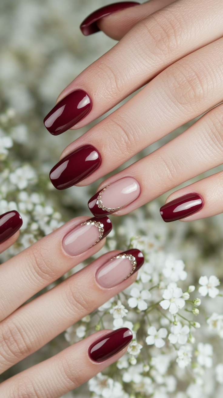 Dark Cherry Red Nails French Tip: A Chic Nail Art Trend outfit idea
