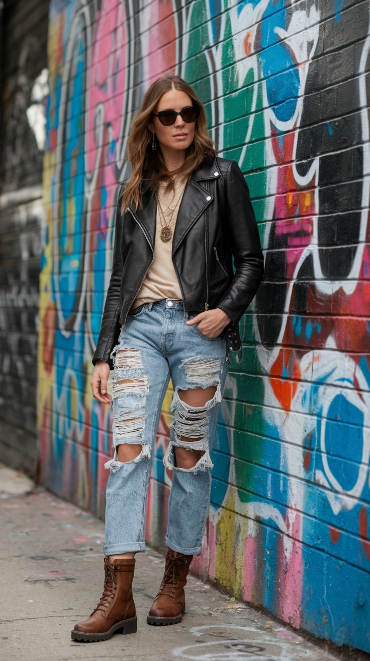 Frye Moto Boots Outfit for a Rugged Look outfit idea