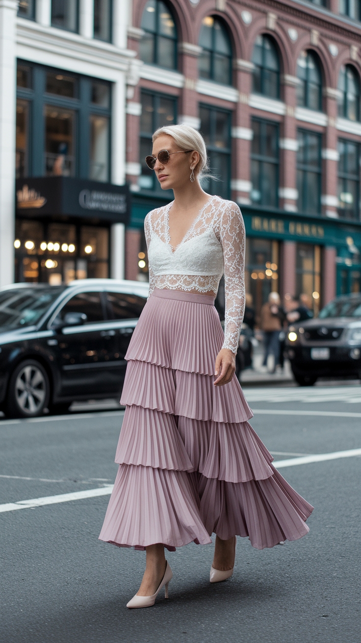 Lace Top Skirt Outfit: Chic and Elegant Combinations outfit idea