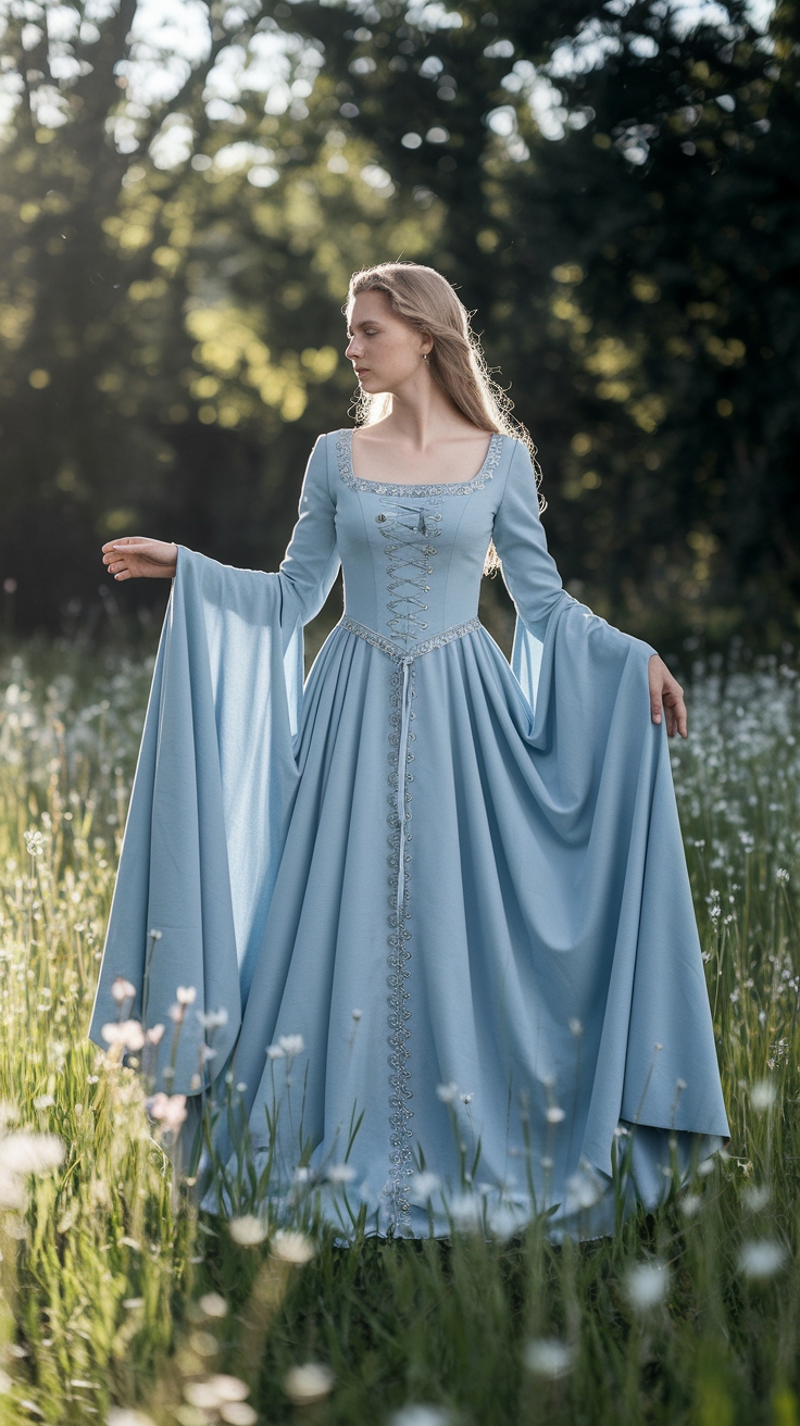 The Charm of a Light Blue Medieval Dress outfit idea