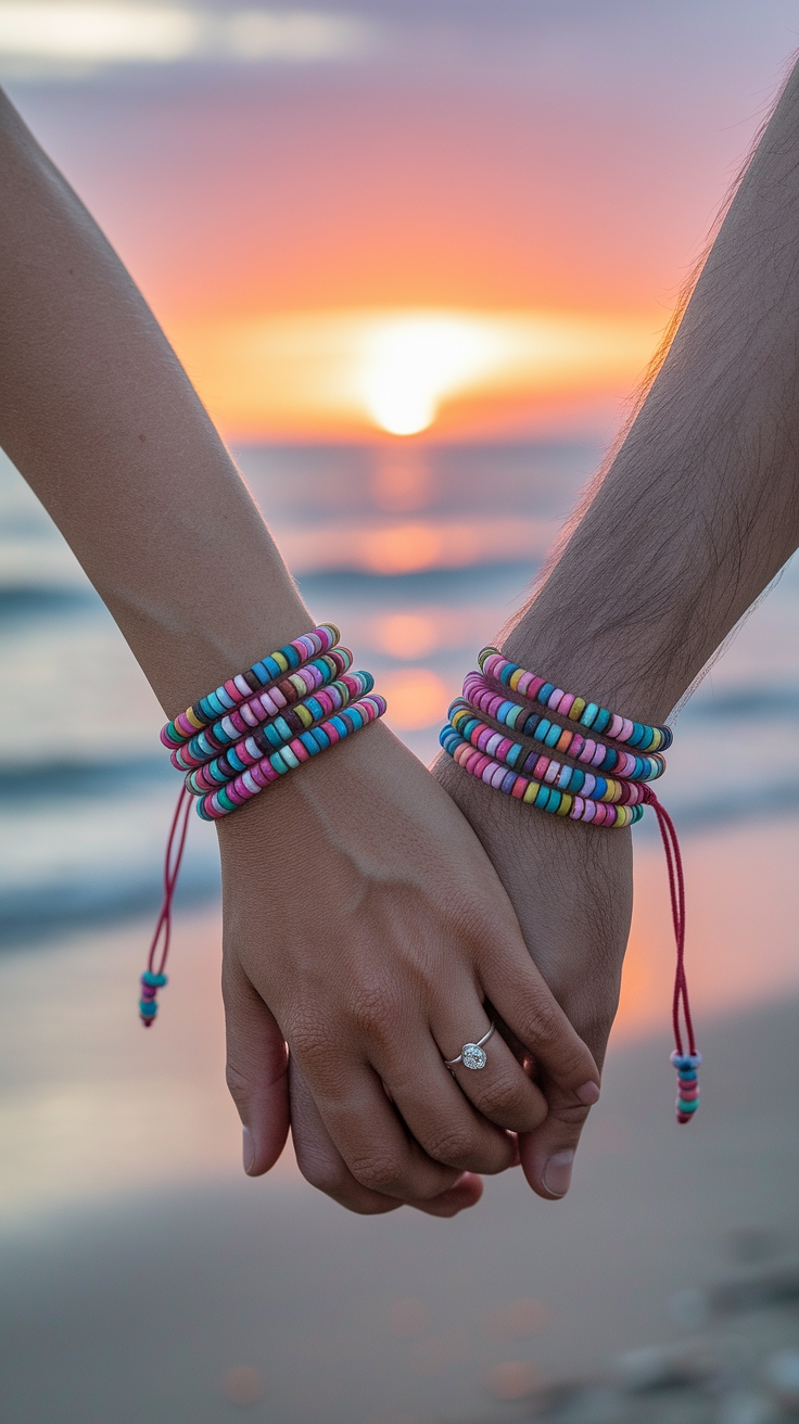 Unique Matching Clay Bead Bracelets for Couples outfit idea