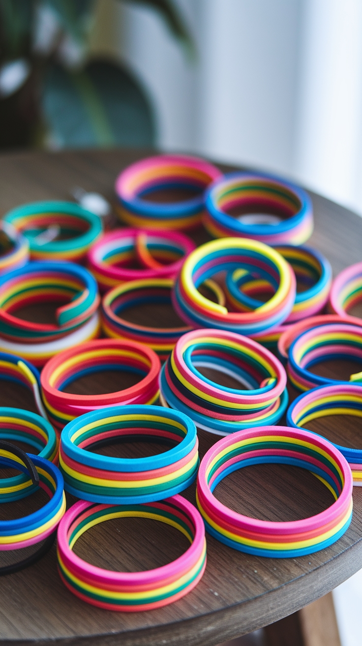 Colorful Matching Rubber Band Bracelets for Summer Fun outfit idea