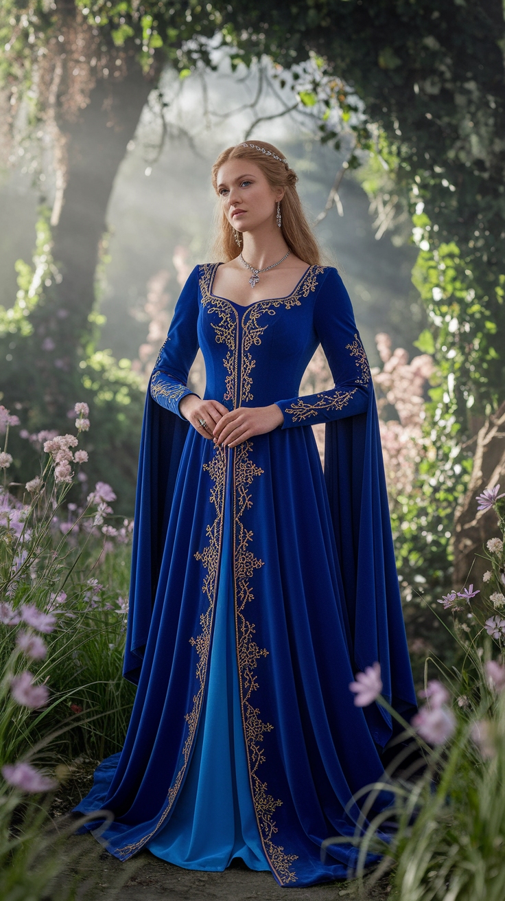 Royal Blue Medieval Dress: A Regal Choice outfit idea