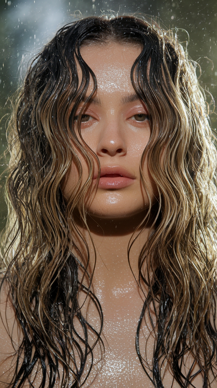 Achieve Gorgeous Wavy Hair Wet Looks This Season outfit idea