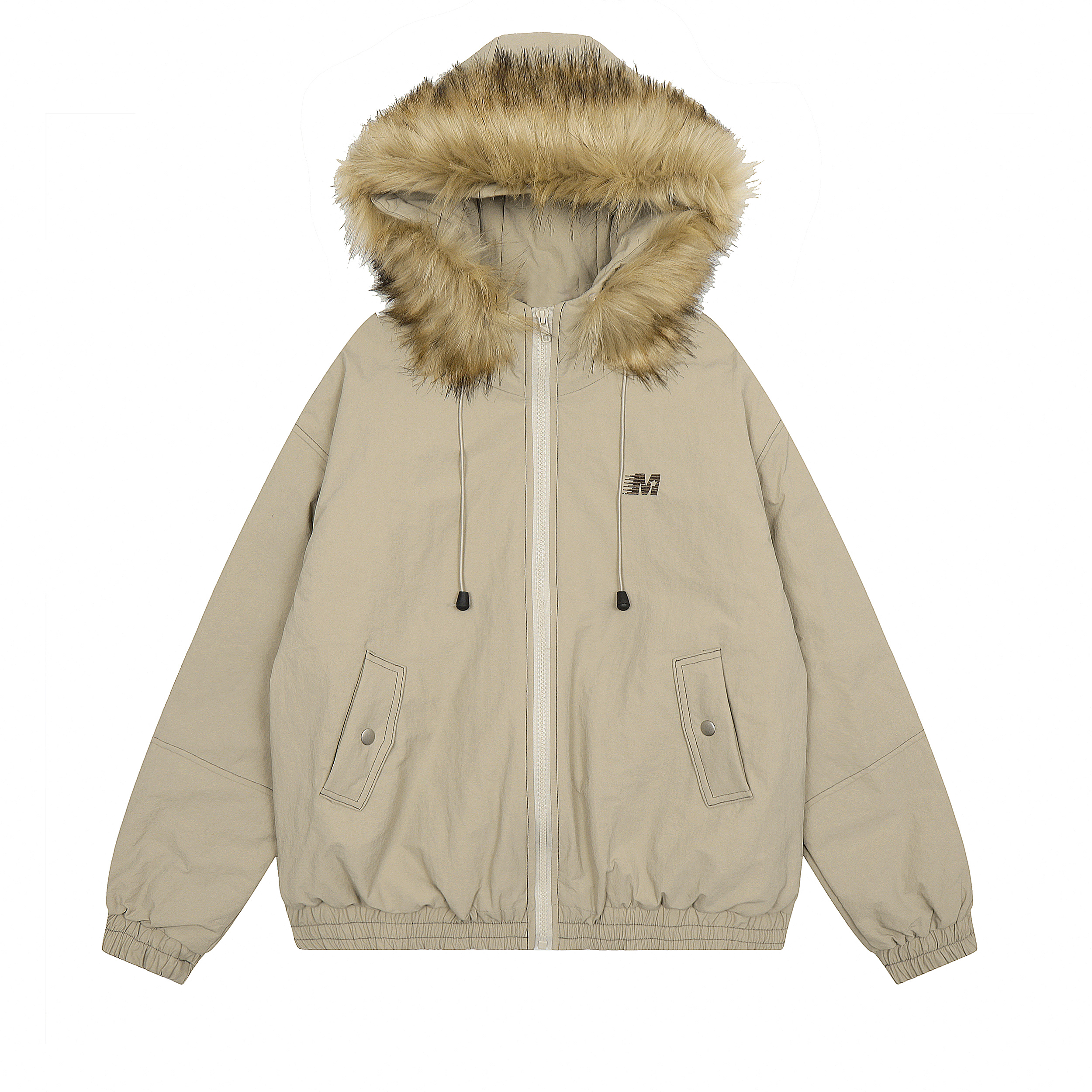 2025 Autumn Winter Vintage Large Fur Collar Hooded Cotton Coat for Women - Thick Loose Trendy Winter Jacket