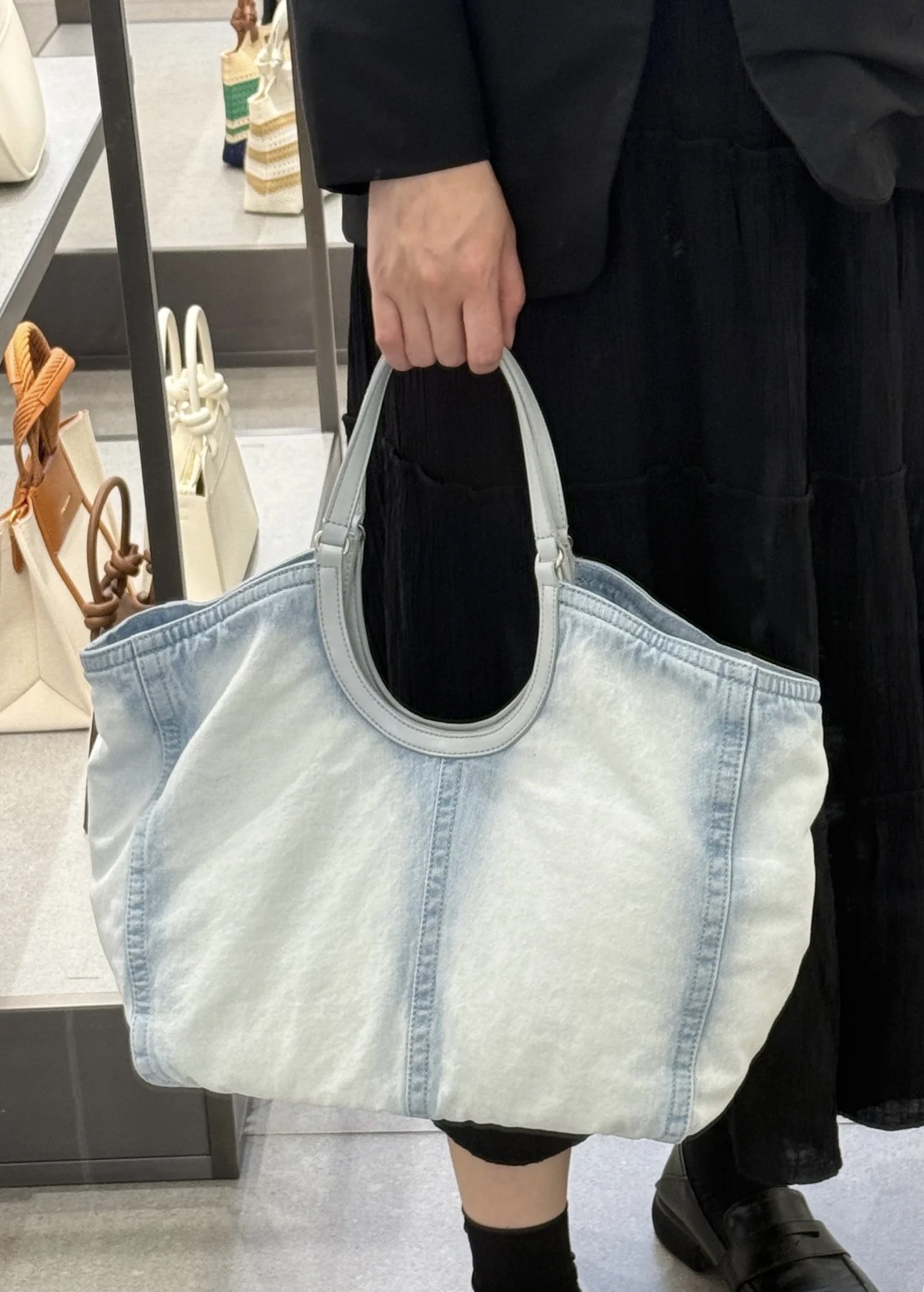 2025 Fashionable Washable Denim Tote Bag for Women - Versatile Large Capacity Shoulder Handbag