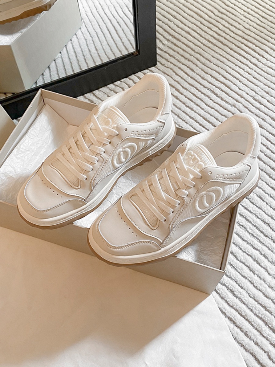 2025 Spring/Summer Trendy Cowhide White Sneakers - Genuine Leather, Breathable Sports Casual Board Shoes